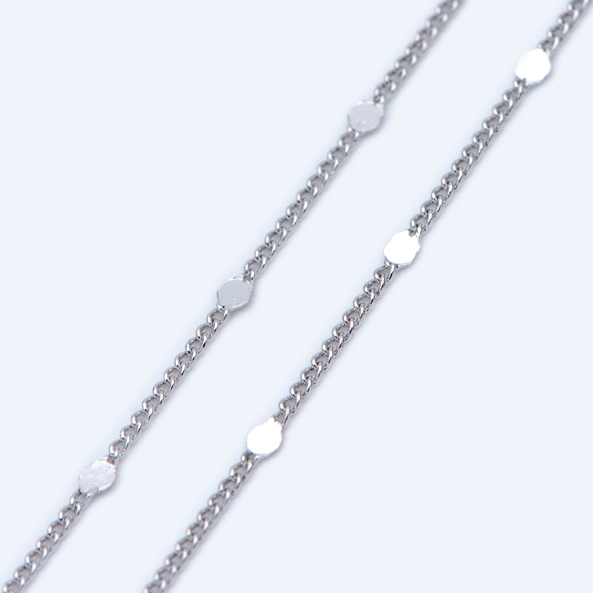 Tiny Gold/ Silver Tone Curb Chains, 0.9mm Thin Chain with 1.6mm Flat Disc, Delicate Chains for DIY Necklace (#LK-240)/ 1 Meter=3.3 ft